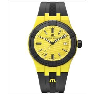 Maurice Lacroix Yellow and Black Wristwatch with Silicone Strap